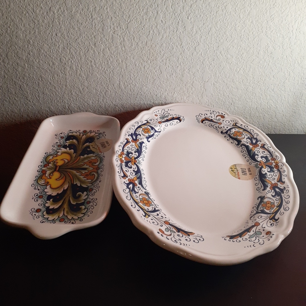 GORGEOUS NEW Nova Deruta Italy Platters Set of 2.